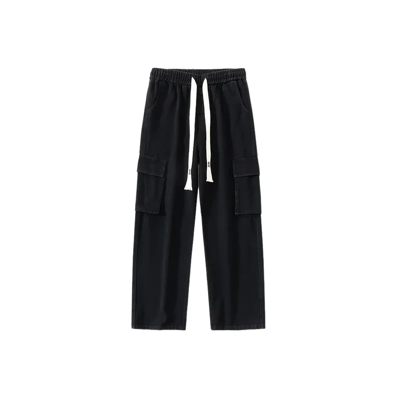 Trendy Loose Straight Wide Leg Denim Cargo Pants-5