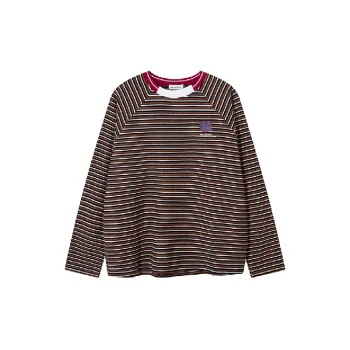 Retro Contrast Color Cotton Blended Fabric T Shirt