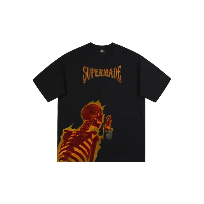New Style Retro Skull Print Short sleeved Loose T shirt-0