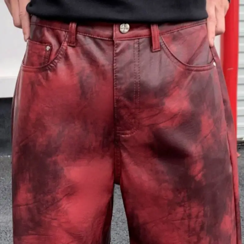 Fashion Loose Leather Pants-3