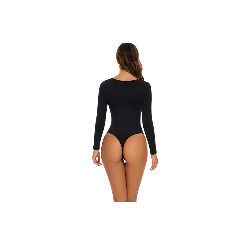 Casual Plain Nylon Bodysuit Women-3