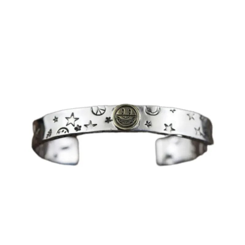 Silver Smiley Face Retro Bracelet-6