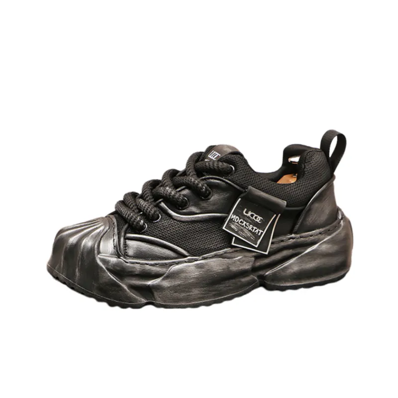 Mesh Breathable Color Matching Trendy Double Lace Casual Shoes-0