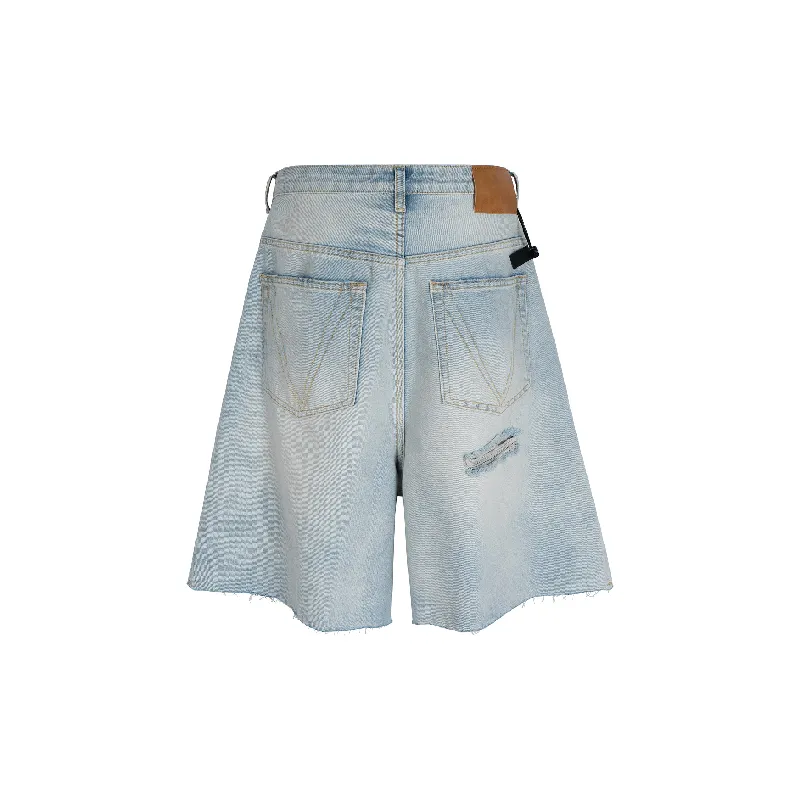 Retro Ripped Denim Shorts-1