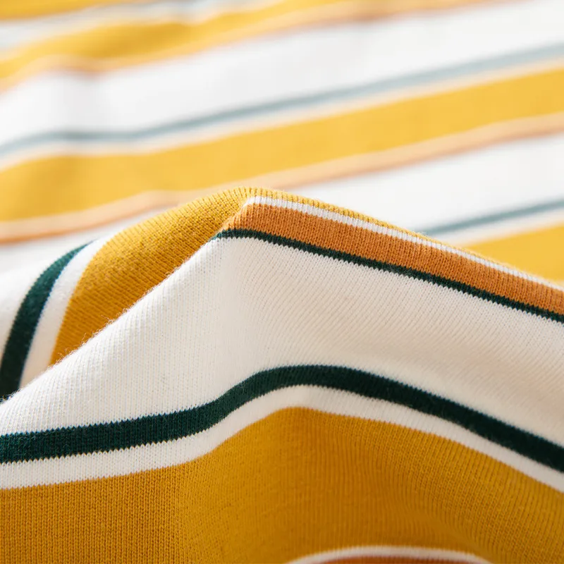 Fashionable Striped Long Staple Cotton T Shirt Unisex-3