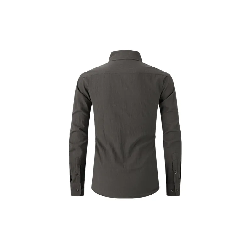 Casual Plain Cotton Blended Fabric Shirt-3
