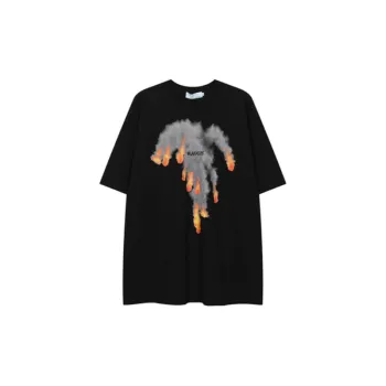 Oversize Fireball Printed Loose Crewneck Cotton Short sleeved T shirt