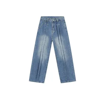 Straight Splicing Loose Jeans