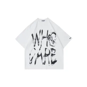 Street Retro Niche Hand painted Printed Letters Washable T shirt