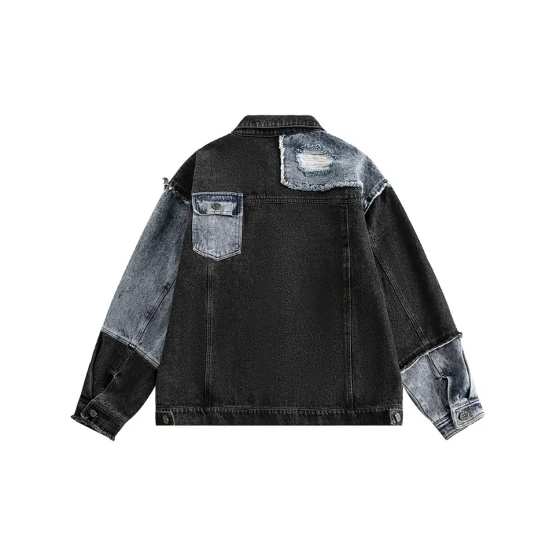 Retro Plaid Loose Casual Denim Jacket-1