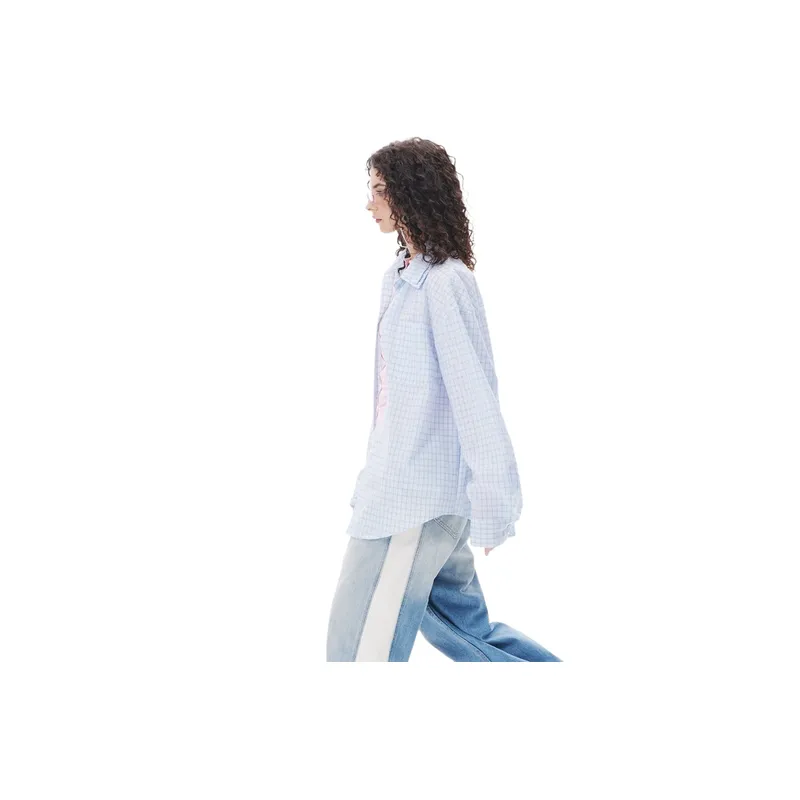 Retro Loose Long Sleeve Blended Synthetic Fabrics Shirt-5