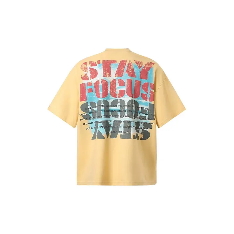 Retro Print Cotton Blended Fabric T-Shirt-3