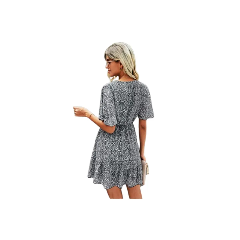 Casual Floral Polyester Dress Women-1
