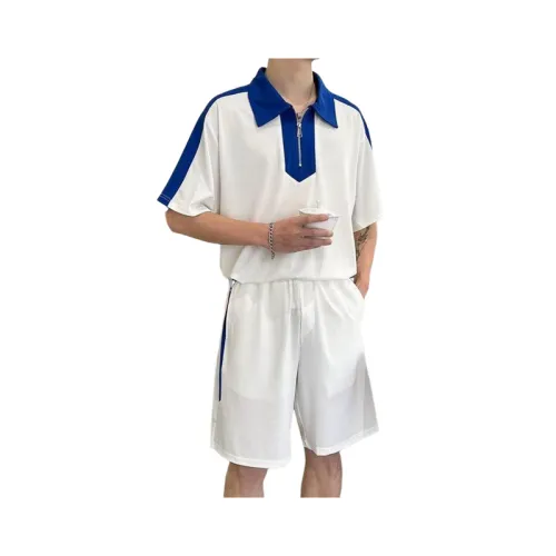 Contrast Color Polo Shirt Short-Sleeved Suit