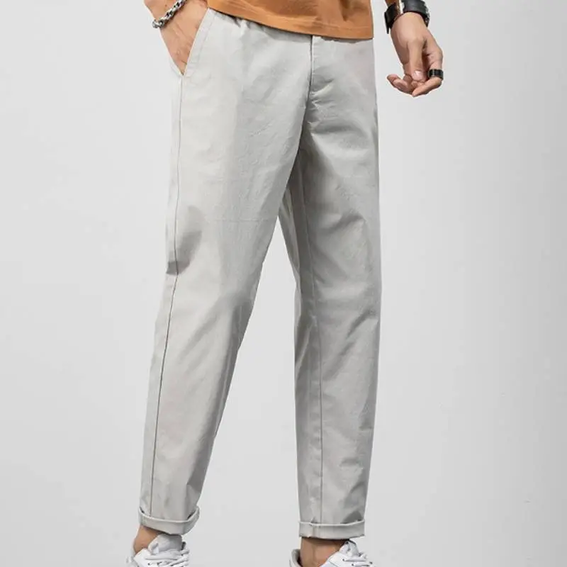 Fashion Simple Cotton Blended Fabric Casual Pants-3