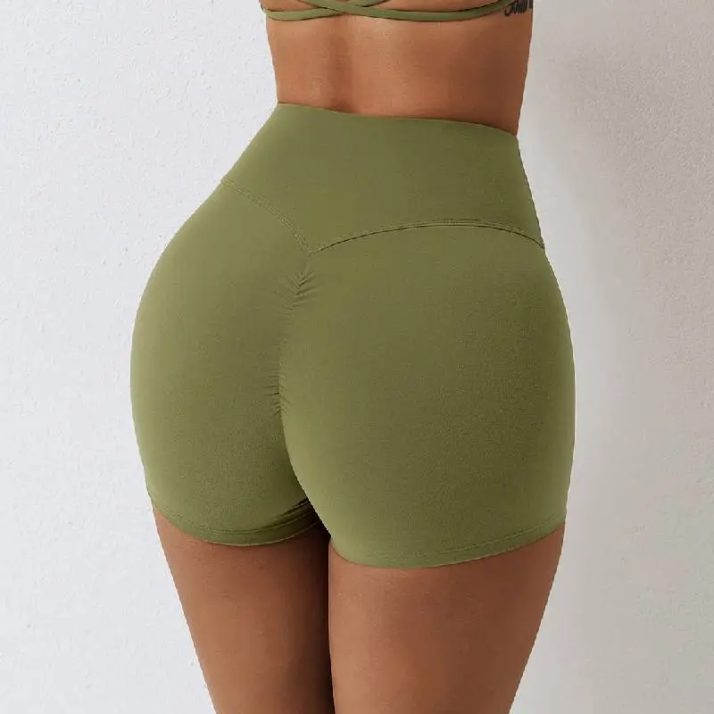 Simple Fashionable Nylon Spandex Brushed Fabric Sports Shorts Women-9