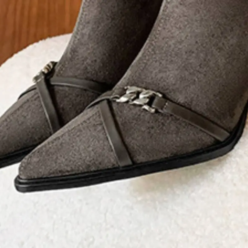 Simple Metal Ankle Boots-7