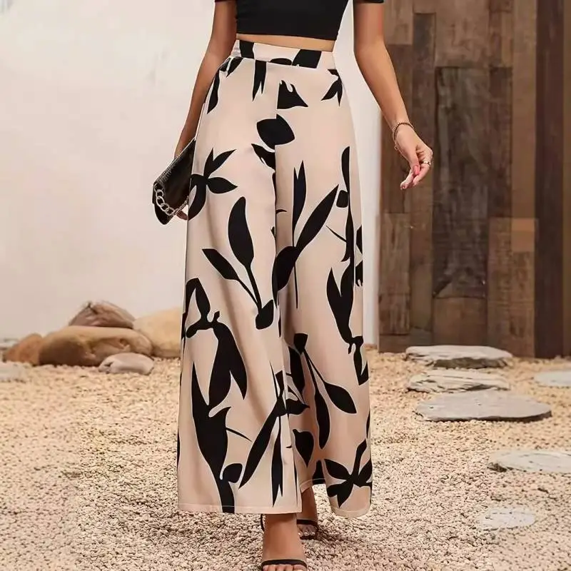 Simple Print Casual Pants-1