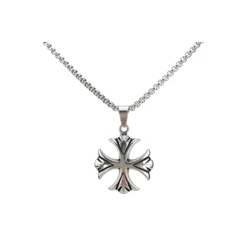 Classic Cross And Punk Retro Stainless Steel Pearl Necklace