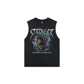 Dark Washed Character Print Vest