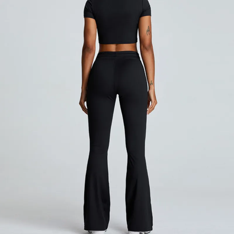 Sporty Plain Nylon Workout Pants Women-9