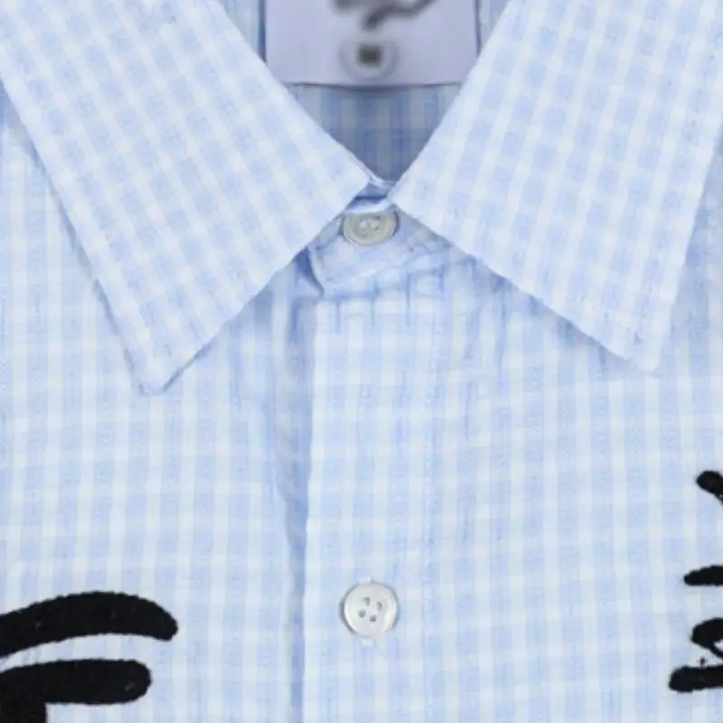 Simple Embroidery Cotton Blended Fabric Shirt-2