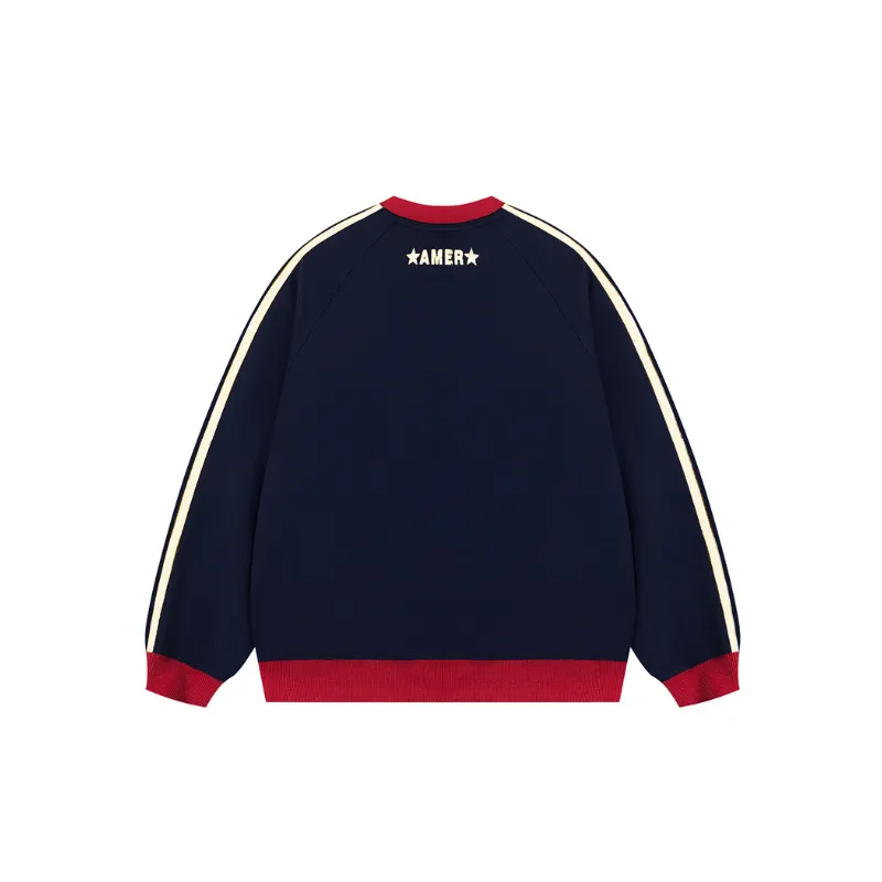Retro Contrast Color Sweatshirt-5