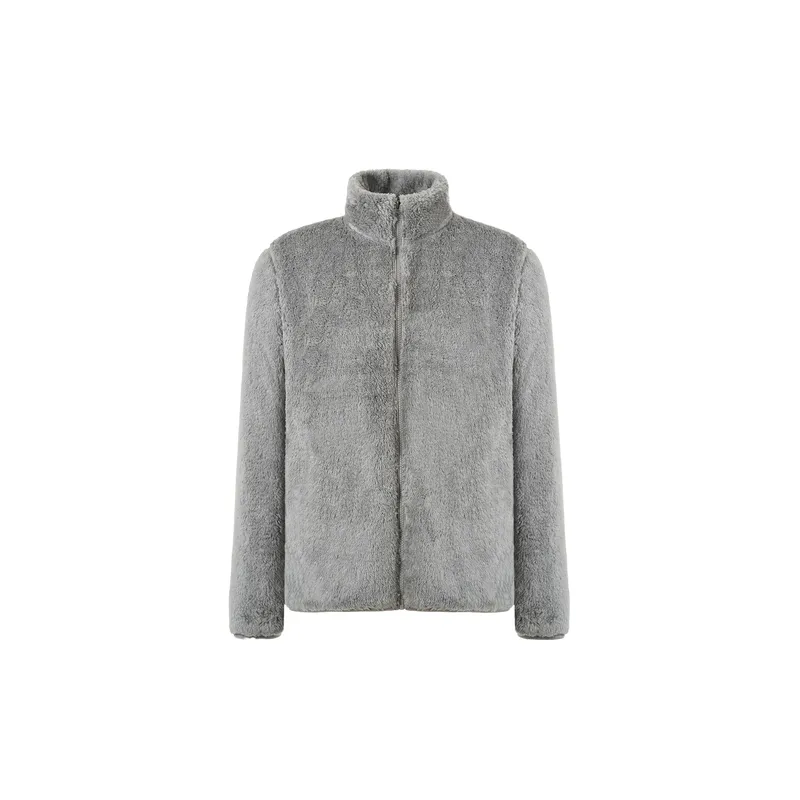 Basics Loose Polar Fleece Velvet Jacket-3