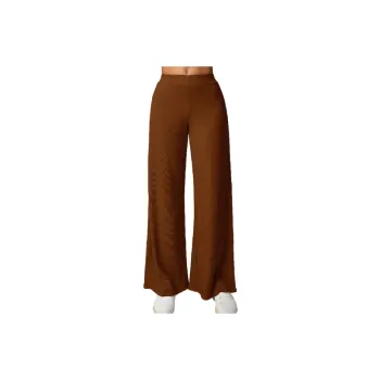 Sporty Loose Rayon Ribbed Fabric Casual Pants Women