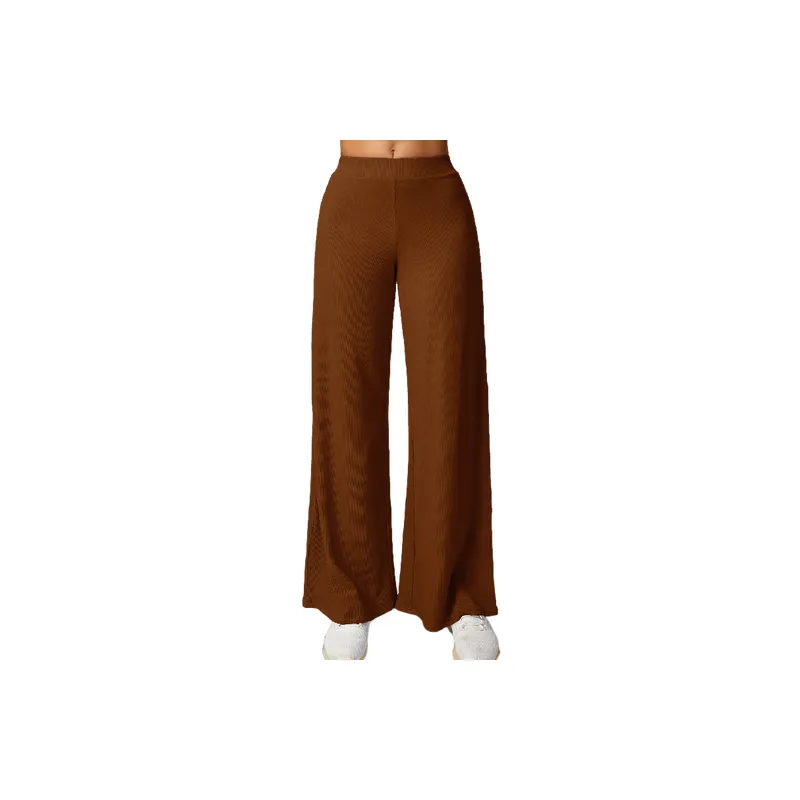 Sporty Loose Rayon Ribbed Fabric Casual Pants Women-10