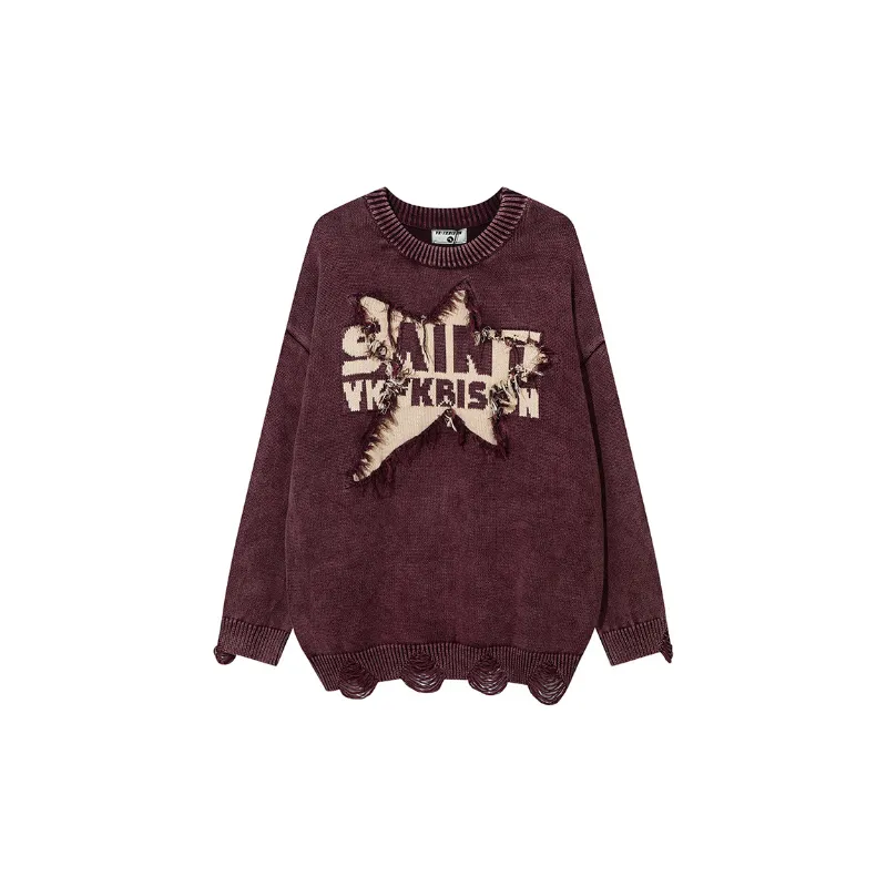 Trend breaking Design Five pointed Star Crewneck Sweater-6