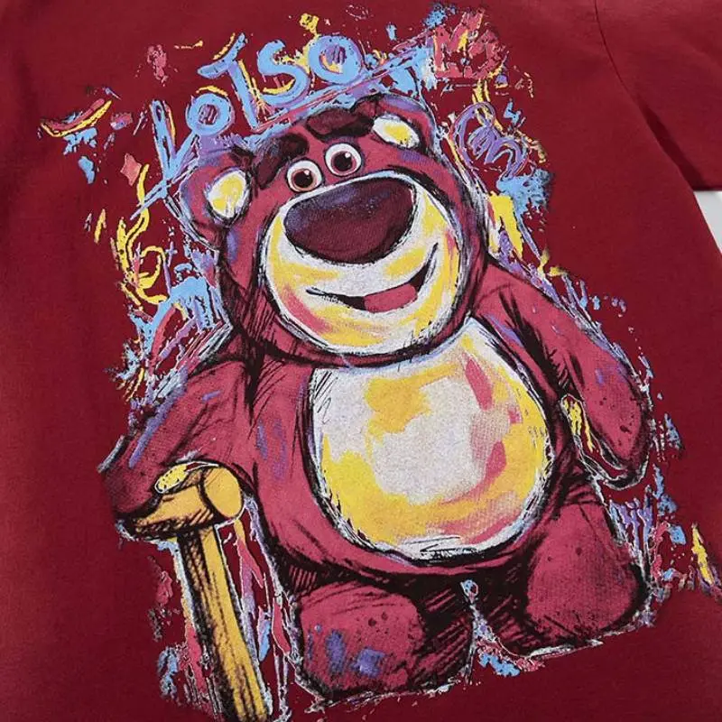 Cartoon Washed Cotton Blended Fabric T Shirt-2