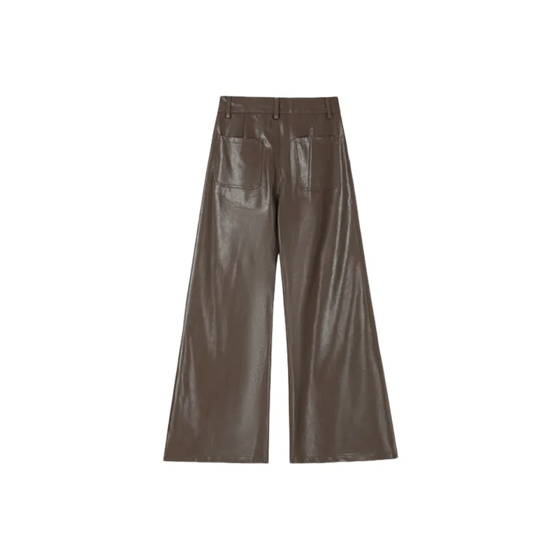 Fashionable Simple PU Leather Pants Women-1