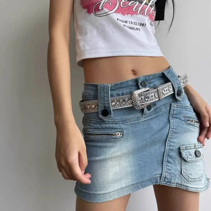 Cool Rhinestone Leather Belt-1