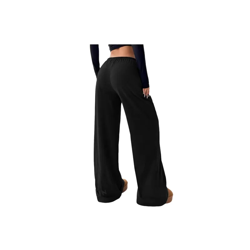 Loose Basics Polyester Casual Pants Women-5