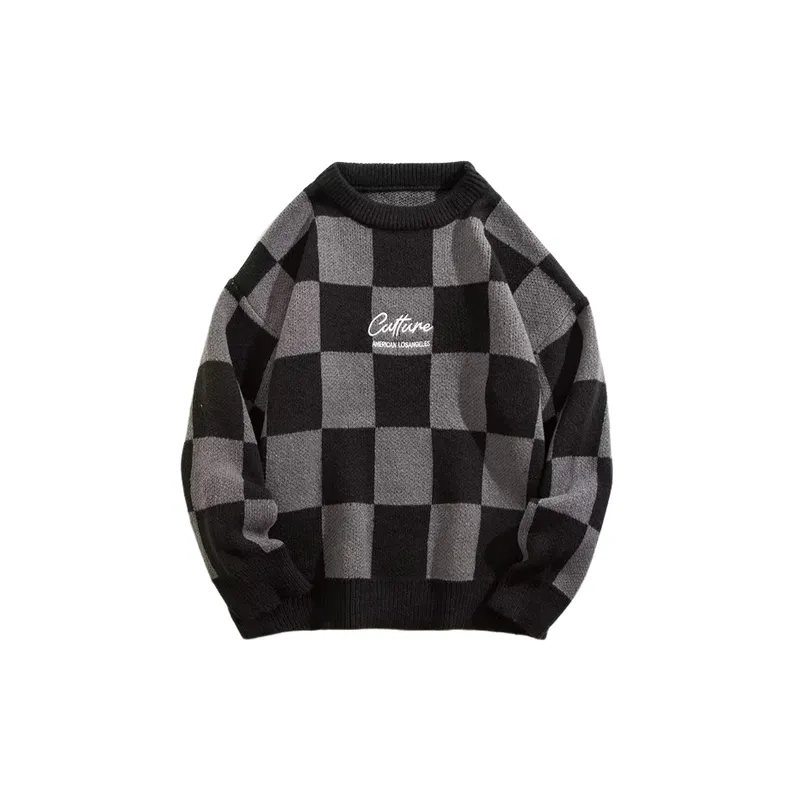 Plaid Loose Sweater-0