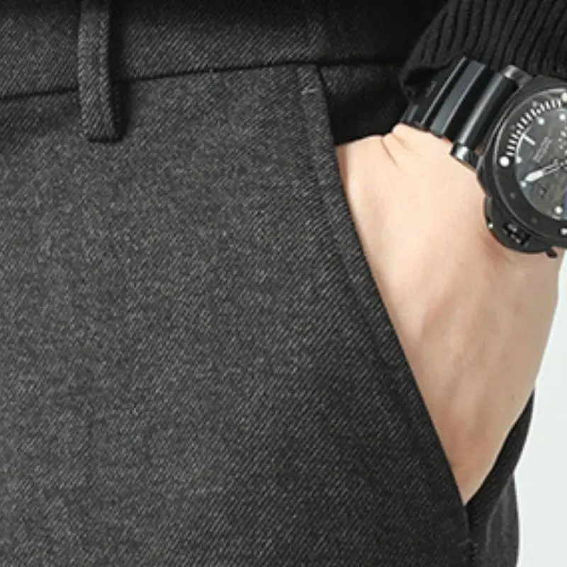 Casual Business Woolen Fabric Suit Trousers-4