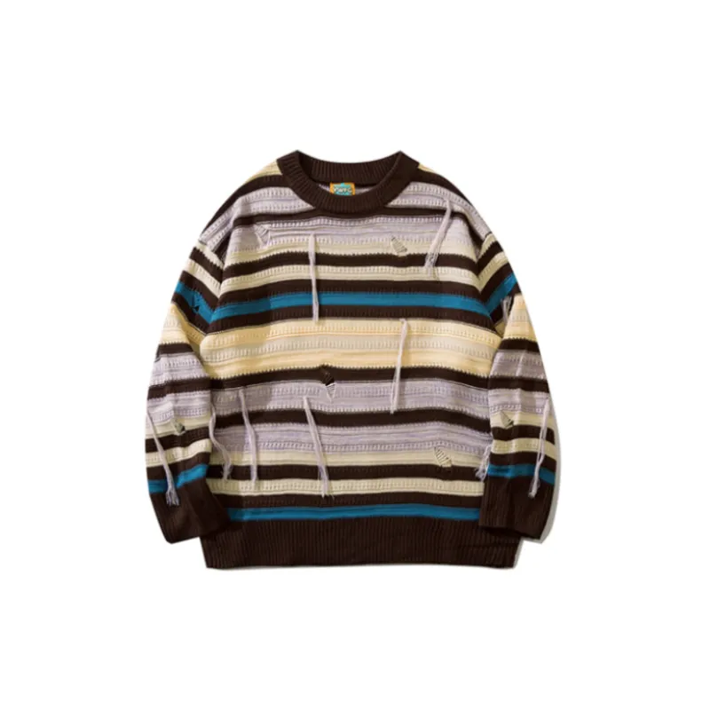 Striped Loose Long Sleeve Knitwear-6