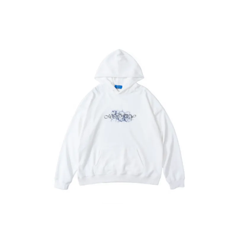 Hip Hop Simple Dark Giant Spider Printed Terry Hoodie