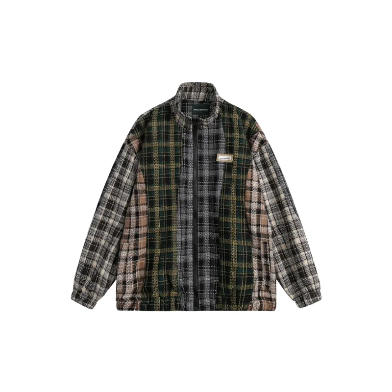 Vintage Collar Loose Plaid Woolen Jacket