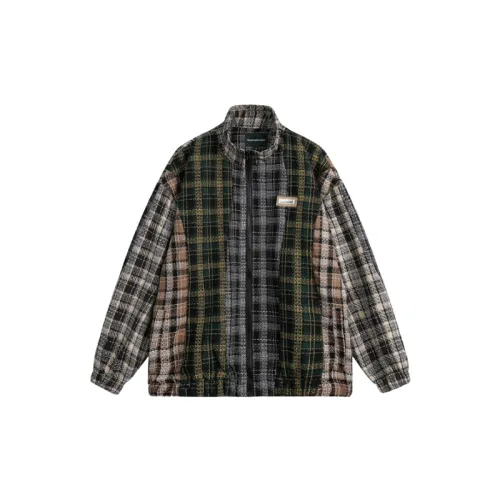 Vintage Collar Loose Plaid Woolen Jacket