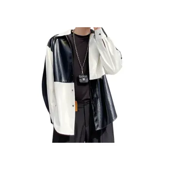 Patchwork Leather Long Sleeved Shirt
