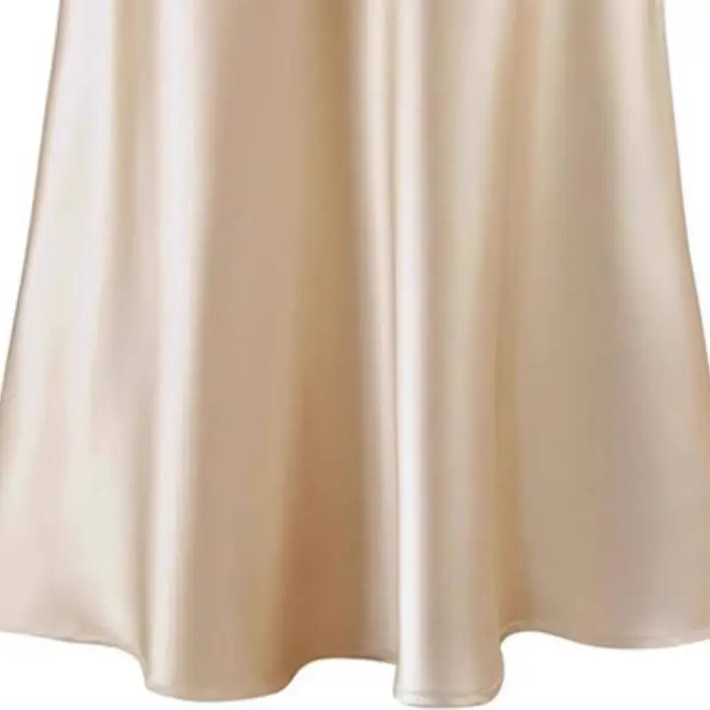 Simple Plain Acetate Skirt Women-6