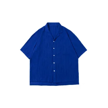 Plain Loose Blended Synthetic Fabrics Shirt Unisex