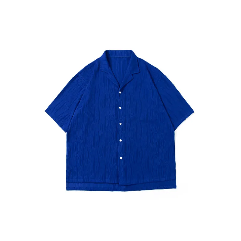 Plain Loose Blended Synthetic Fabrics Shirt Unisex-6