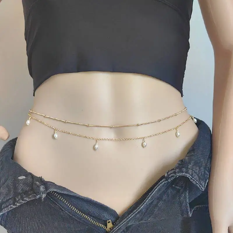 Retro Pearls Waist Chain Women-5