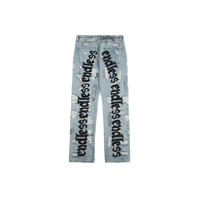 Retro Embroidered Ripped Jeans-1