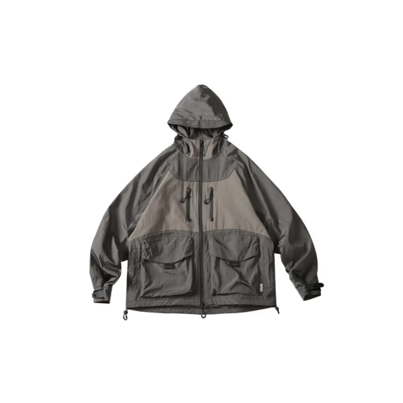 Multicolor Hooded Stitching Casual Jacket-0