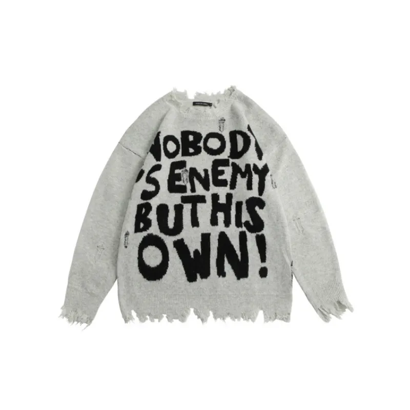 Street Trendy Letter Jacquard Woolen Knit