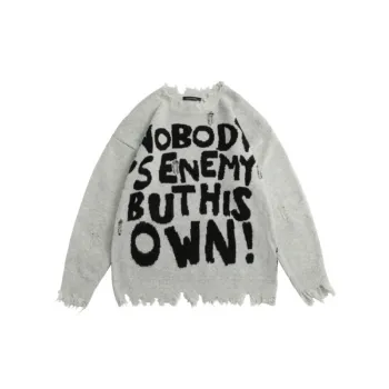 Street Trendy Letter Jacquard Woolen Knit